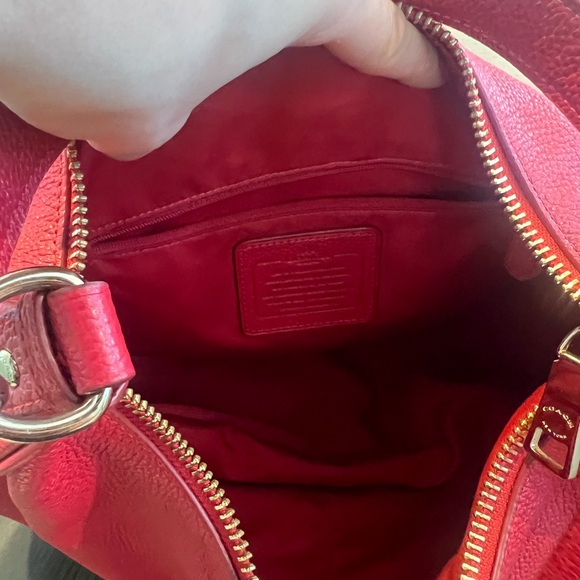 Coach Pebbled Leather Red Hobo Bag - Picture 3 of 14